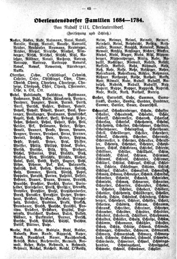Oberleutensdorfer Familien 1684-1784