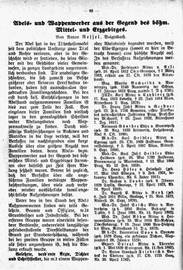 Adels- und Wappenwerber aus der Gegend des böhm. Mittel- und Erzgebirges - 1