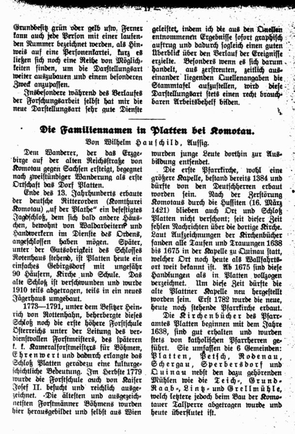 Die Familiennamen in Platten bei Komotau - 1