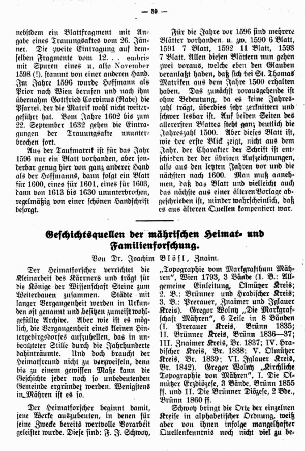 Geschichtlichesquellen der mährischen Heimat- und Familienforschung - 1