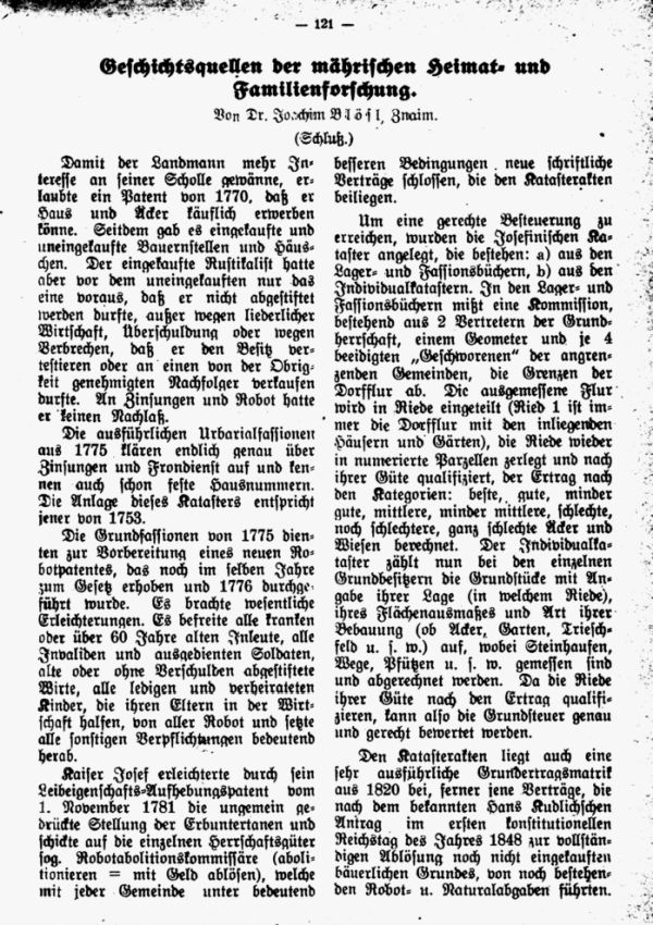 Geschichtlichesquellen der mährischen Heimat- und Familienforschung