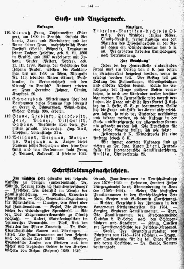 Such- und Anzeigeecke
