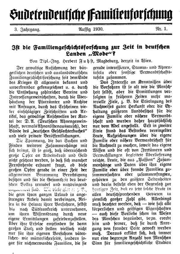 Ist die Familiengeschichtsforschung zur Zeit in deutschen Landen 'Mode'? - 1