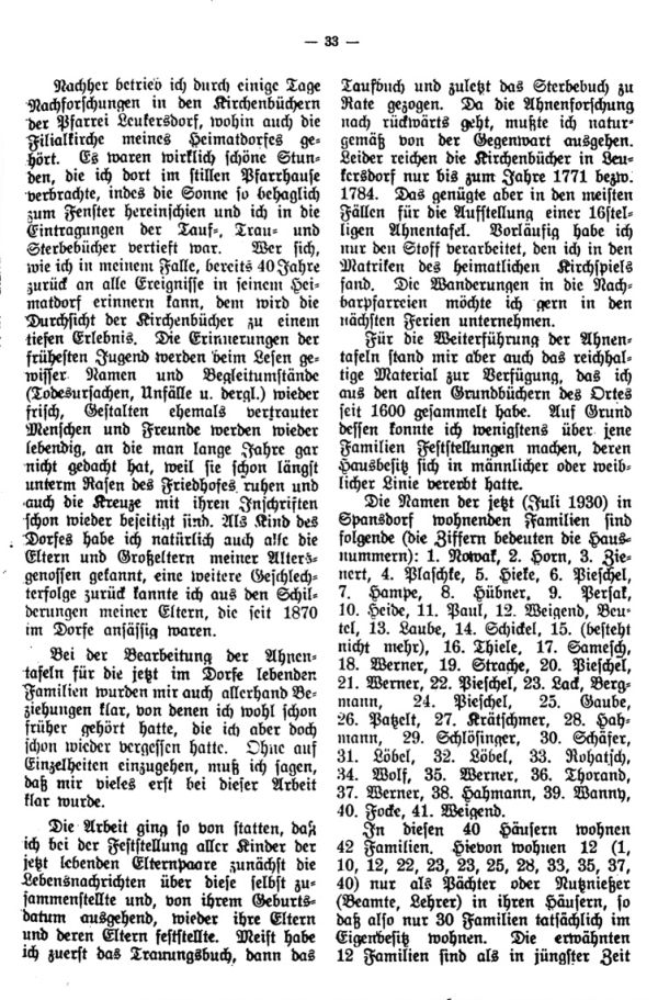 Ahnenforschung im Dorfe. Untersuchungen für das Dorf Spansdorf bei Aussig - 2