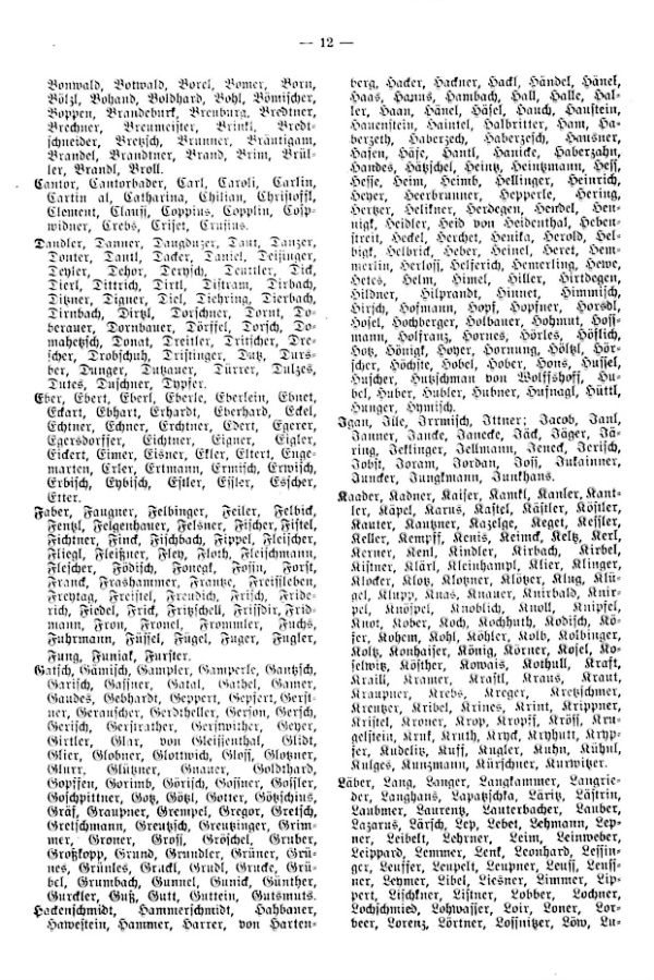 Die Familiennamen der Stadt Schönfeld, Bezirk Elbogen, von 1552-1660, 1710-1750 - 2