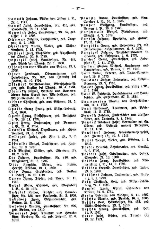 Olmützer Neubürger aus Böhmen, Mähren, Schlesien und der Slowakei 1668-1848 - 3