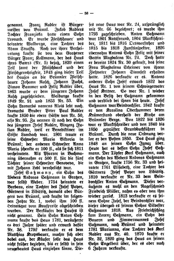 Charakteristische Namen im Markte Brünnl bei Kaplitz in Südböhmen von 1718-1850 - 2