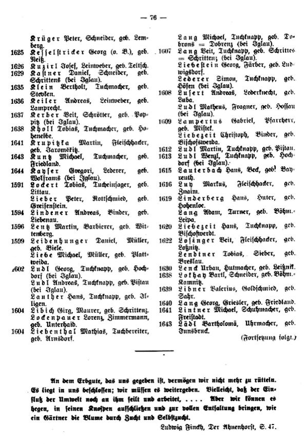 Inglauer Neubürger nach dem ersten Bürgerrechtsbüchel von 1586-1649 - 3