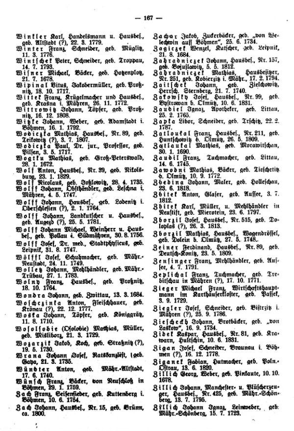 Olmützer Neubürger aus Böhmen, Mähren, Schlesien und der Slowakei 1668-1848 - 5