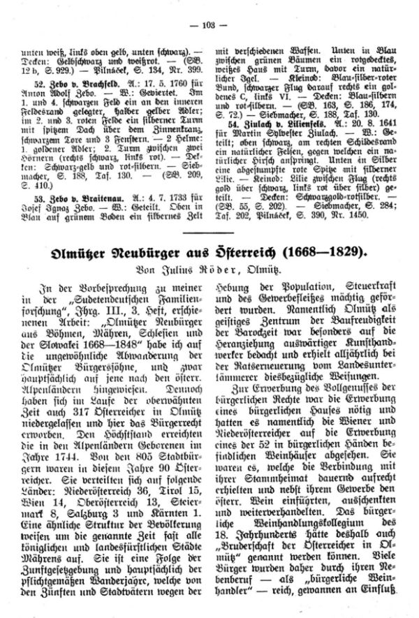 Olmützer Neubürger aus Östereich (1668-1829) - 1