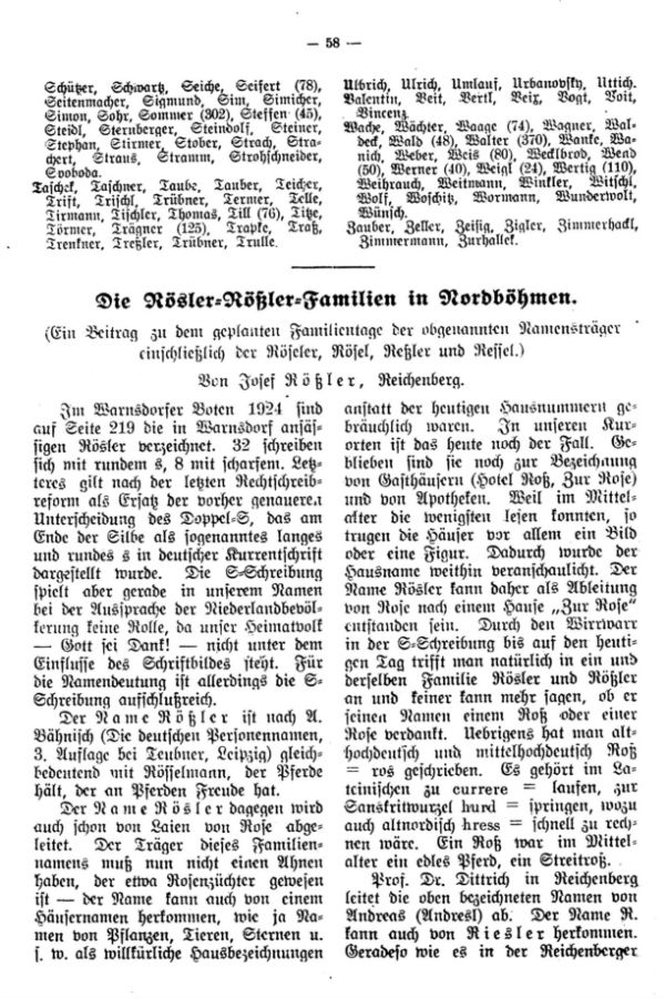 Die Kösler-Kößler-Familien in Nordböhmen - 1