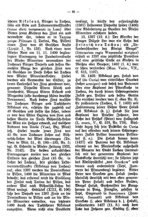 Tachauer Namen des Mittelalters (Fortsetzung) - 2