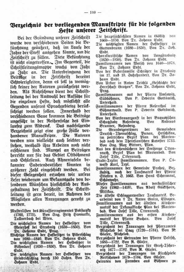 Verzeichnis der vorliegenden Manuskripte für die folgenden Hefte unserer Zeitschrift - 1