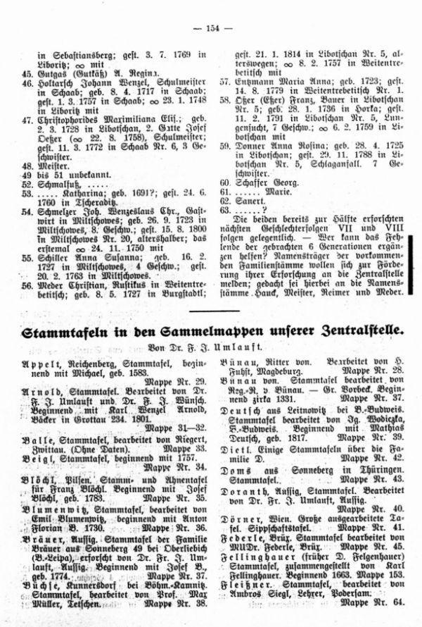 Sammlung von Stammtafeln in unserer Zentralstelle - 1