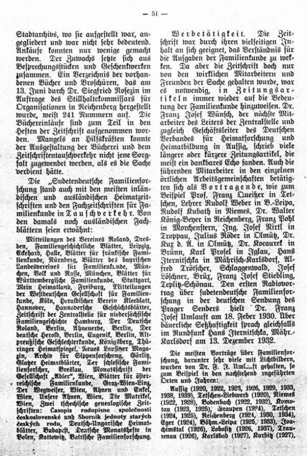 Rückblick auf die Tätigkeit der Zentralstelle für sudetendeutsche Familienforschung - 11