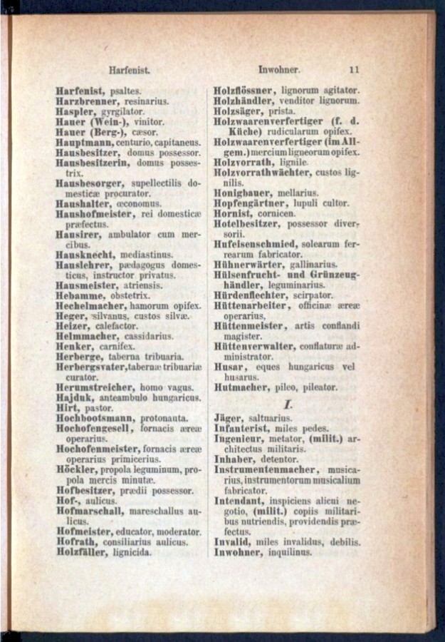 Teil 1 Deutsch - Latein / von 'Harfenist' bis 'Inwohner'