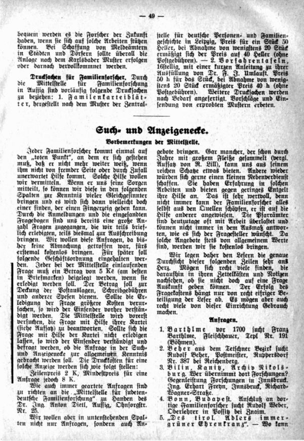Such- und Anzeigenecke -  1
