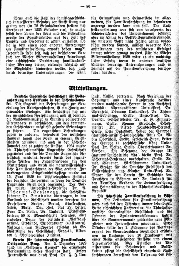 Mitteilungen. Verein für sudetendeutsche Familienkunde, Ortsgruppe Prag,  - Die tschechische Familienforschung in Böhmen