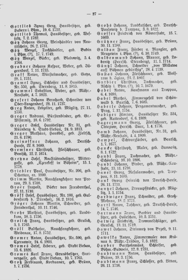 Olmützer Neubürger aus Böhmen, Mähren, Schlesien und der Slowakei 1688-1848 - 4