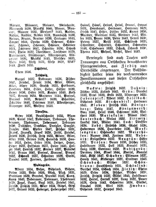 Familiennamen von Falkenau an der Eger und den umliegenden Ortschaften in den Jahren 1628-1657 - 4