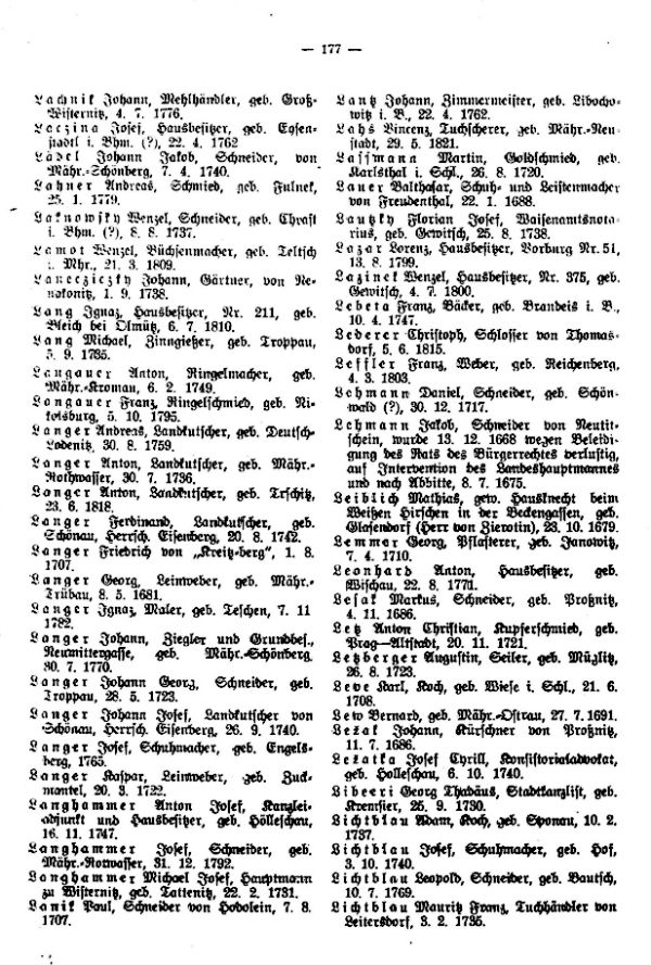 Olmützer Neubürger aus Böhmen, Mähren, Schlesien und der Slowakei 1688-1848 - 3