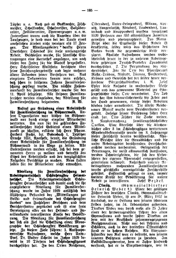 Gymnasialdirektor Heinrich Weber, Olmütz +