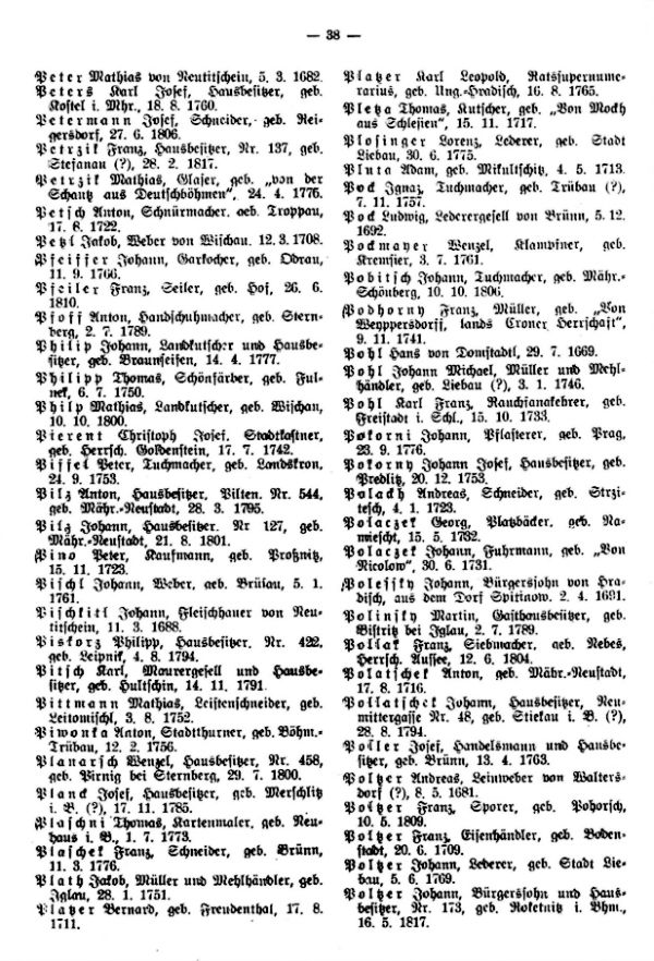 Olmützer Neubürger aus Böhmen, Mähren, Schlesien und der Slowakei 1668-1848 - 4