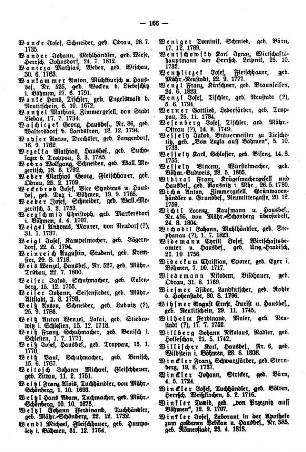 Olmützer Neubürger aus Böhmen, Mähren, Schlesien und der Slowakei 1668-1848 - 4