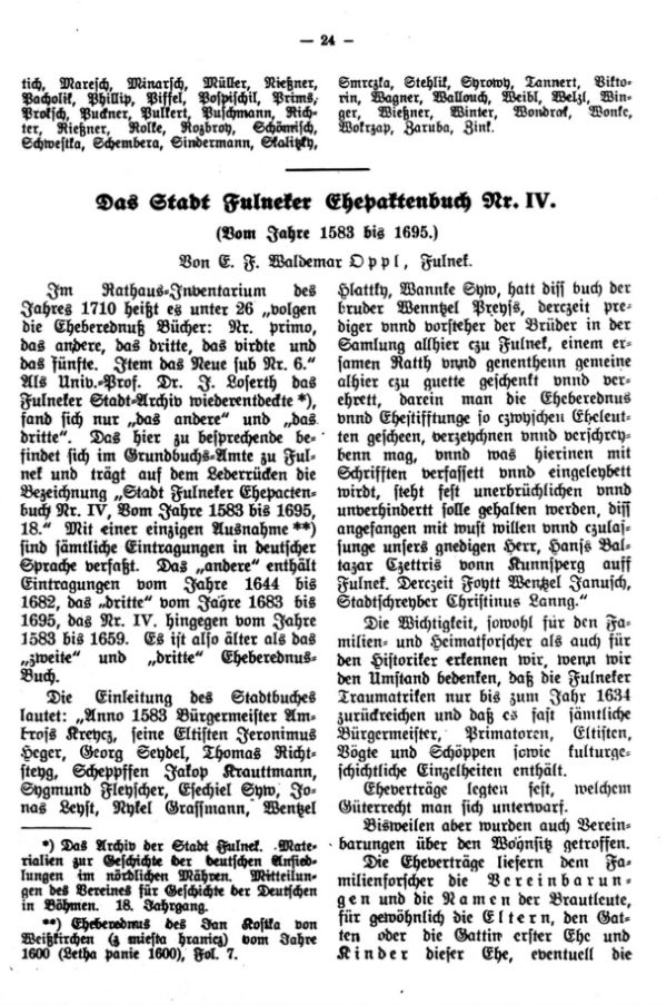 Das Stadt Fulneker Ehepaktenbuch Nr.4 - 1