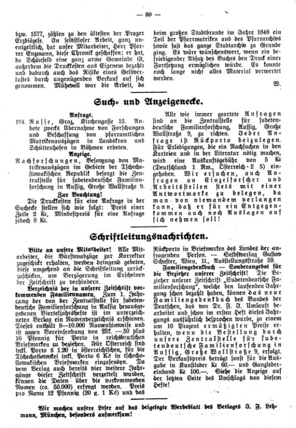 Such- und Anzeigeecke