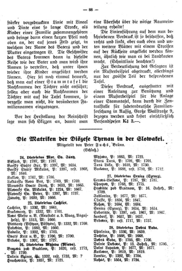 Die Matriken der Diözese Thrnau in der Slowakei - 1