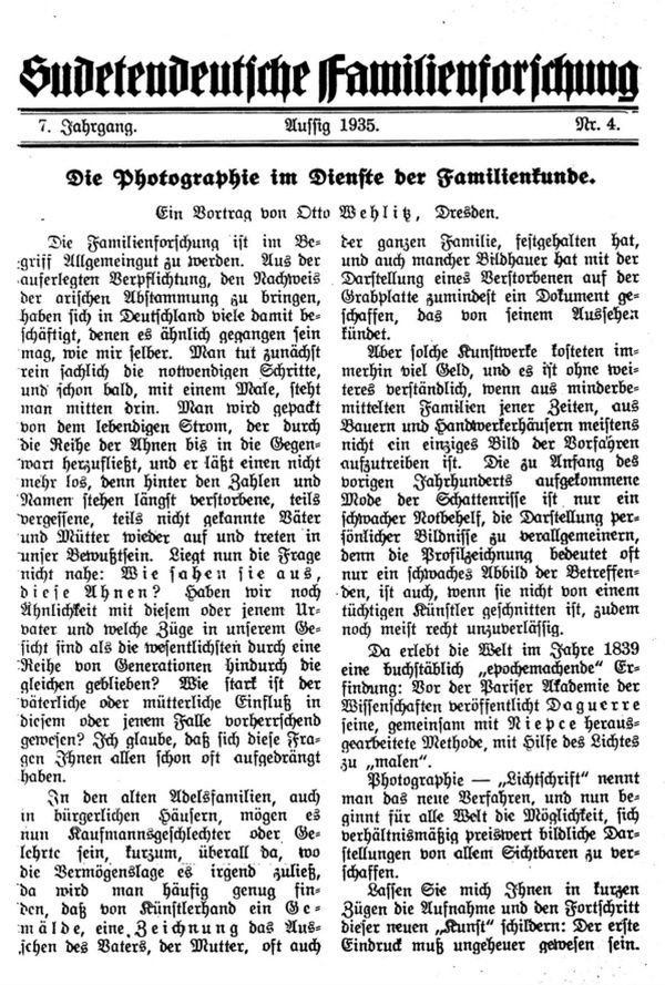 Die Photographie im Dienste der Familienkunde - 1