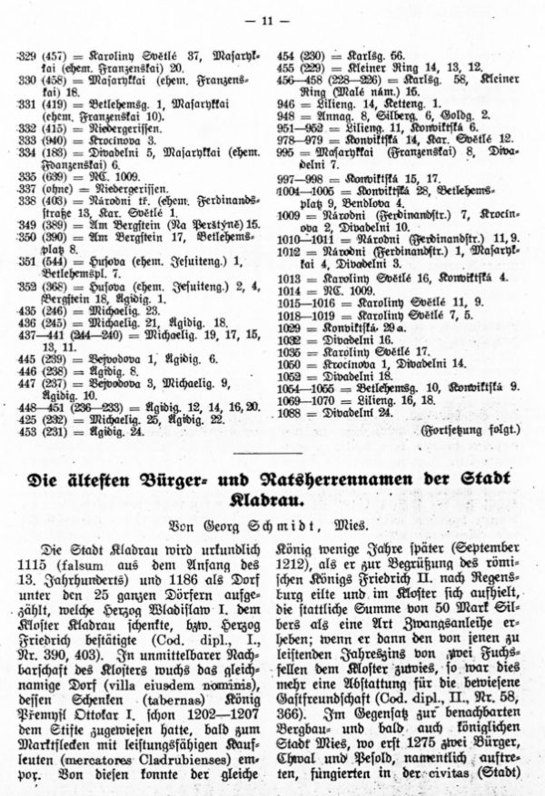 Die ältesten Bürger- und Rathherrennamen der Stadt Kladrau - 1
