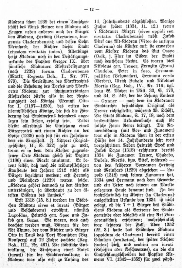 Die ältesten Bürger- und Rathherrennamen der Stadt Kladrau - 2