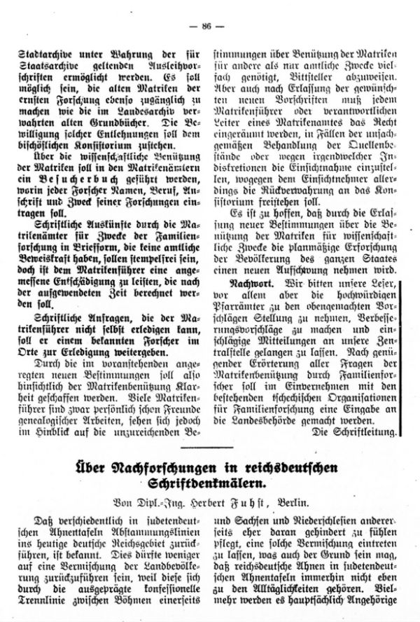 Über Nachforschungen in reichsdeutschen Schriftdenkmälern - 1