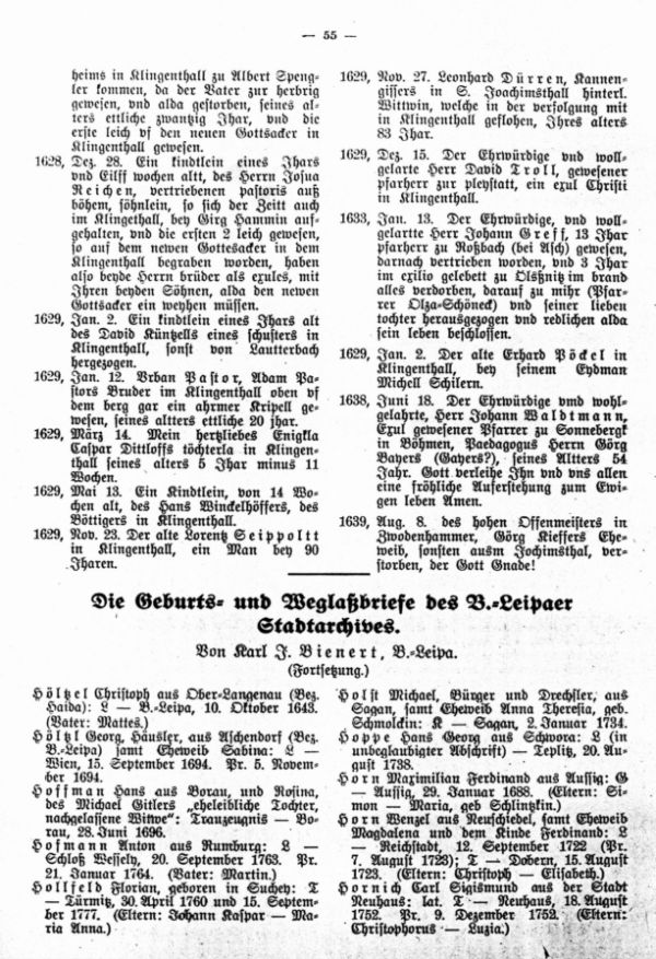 Die Geburts- und Weglaßbriefe des Böhm.-Leipaer Stadtarchives (Fortsetzung) - 1