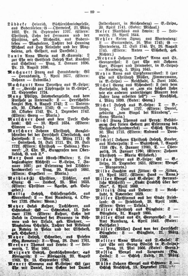Die Geburts- und Weglaßbriefe des Böhm.-Leipaer Stadtarchives (Fortsetzung) - 2