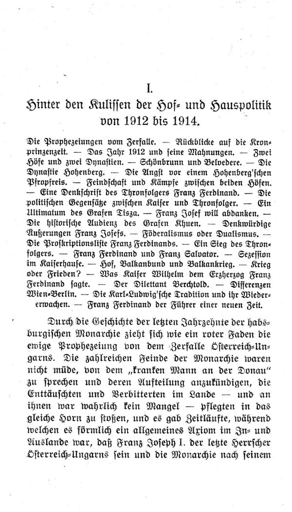 I. Kapitel: Hinter den Kulissen der Hof- und Hauspolitik von 1912-1914